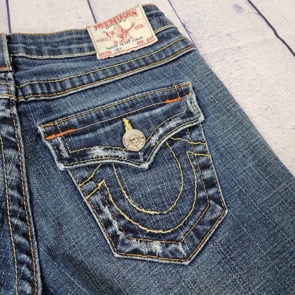 True Religion Vintage Y2K Joey Low Rise Twist Flare Leg Jeans Size 26 - Picture 3 of 8
